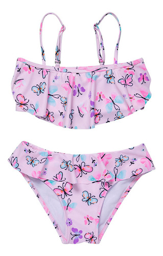 Bikini De Dos Piezas Con Diseño De Mariposa Para Niñas, Baña