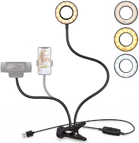 Aro De Luz Selfie Led 3 Tonos Con Soporte Para Celular