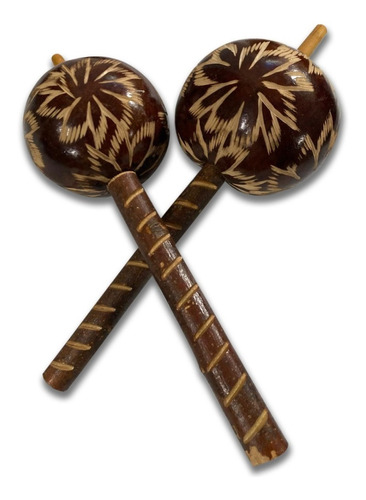 2 Par Maracas Natural Azteca Danza Prehispanica Sonaja Guaje