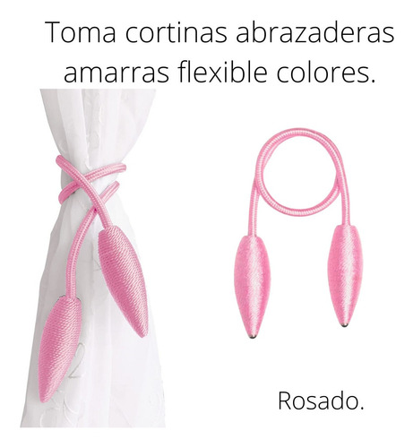 Toma Cortinas Abrazadera Amarras Adaptable Flexible Colores