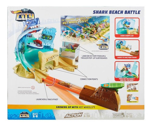 Hot Wheels Pista City Beach Batalha com Tiburon Mattel