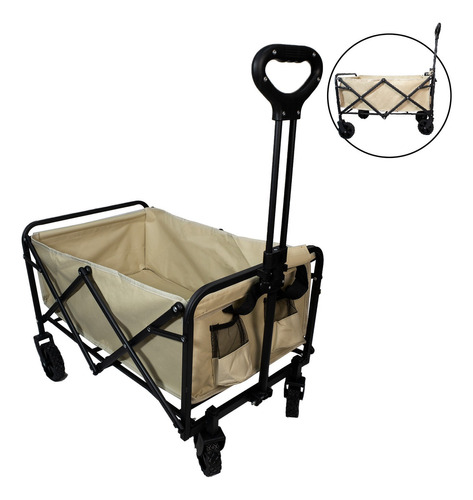 Carrito Vagon Organizador Plegable Multifuncional Acero Color Caqui 14 Grados