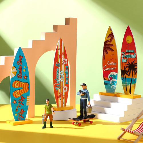 4 Piezas De Tablas De Surf Para Decoración De Mesa De Surf