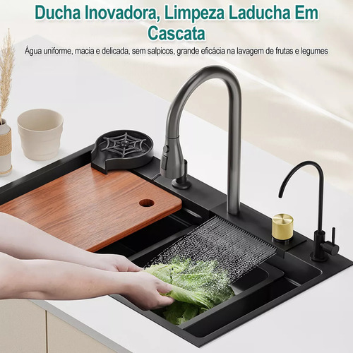Cuba Pia De Cozinha 304 Aço Inox Com Quente E Frio 68x45cm