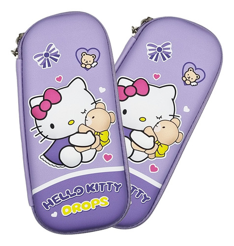 Estuche Lapicera Escolar 3d Kuromi Y Hello Kitty Kawaii 1pz. Color Lila Kitty_osito