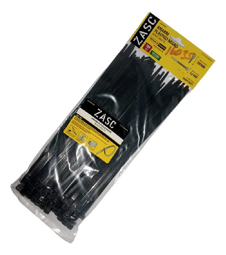 Tirrap Amarre Plastico 5.2x250 Negro 100 Pzs