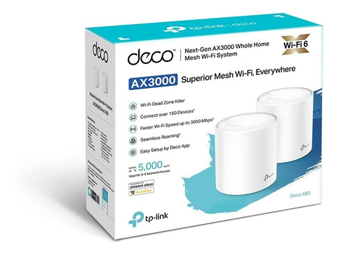 Deco X60 Wifi 6 Ax3000 2 Pack Sistema Mesh Para Todo El Hoga