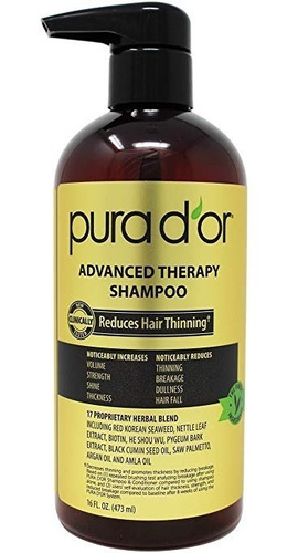 Pura D'or Shampoo Anti Caída Aceite Argán Gold Label Made In Usa Best Seller