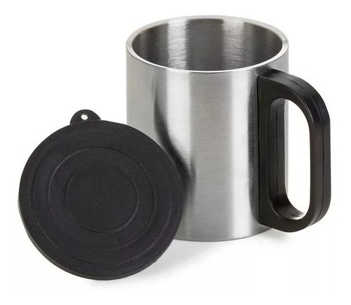 Kit 06 Unid Caneca De Inox Com Tampa De Plástico, 180 Ml