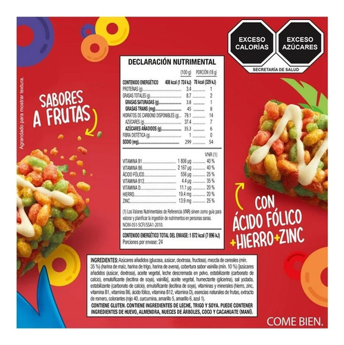 Barras De Cereal Froot Loops Kellogg´s 24pz De 18g