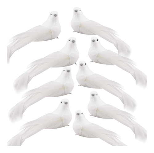 Dameing 12pcs Artificial Christmas Dove Birds Clip On Tree .