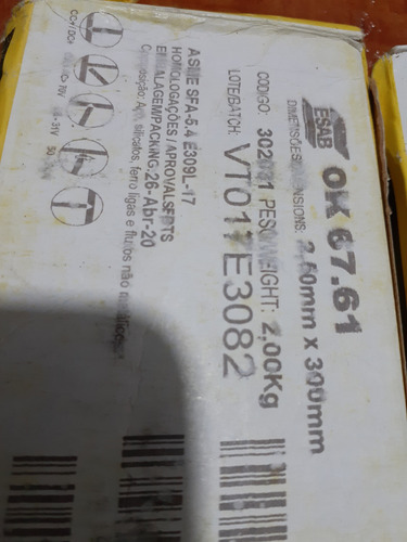 Electrodo Esab E3012-16 De2mm Y E309l Para Inoxidable 18kg Plateado (Usado)