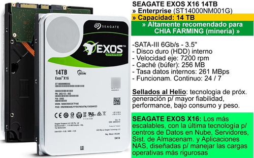 Imagen 3 de 7 de Disco Duro Int Seagate Exos 14tb X16 Chia Camaras Seguridad