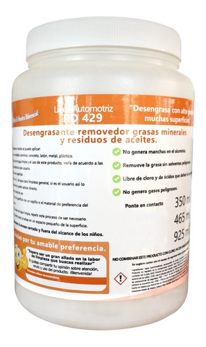 Desengrasante Automotriz, Motores, Rines, Industrial 925ml