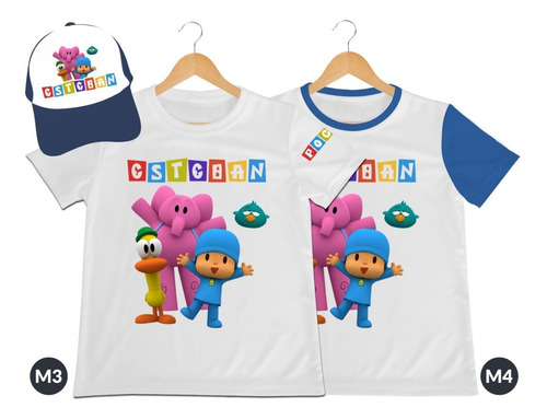 Franela Mas Gorra Niño Niña Pocoyo Poliester