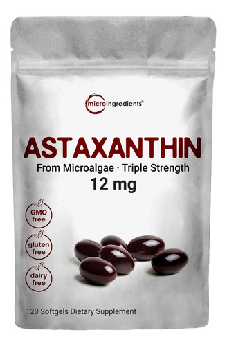 Astaxantina Natural, 12 Mg, 120 Caps, Microingredientes