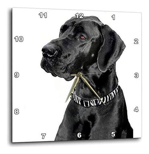 3drose Llc Black Great Dane - Reloj De Pared (10.0 X 10.0 .