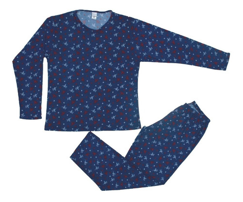Pijama Longo Manga Longa Frio Calça Liganete Adulto Feminino