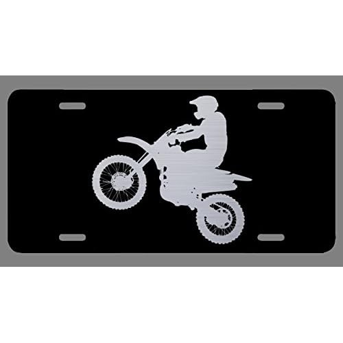 Placa De Licencia Grabada Negro Motocross De Motocross,...