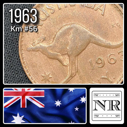 Australia - 1 Penny - Año 1963 - Canguro - Km #56 - 30.8 Mm