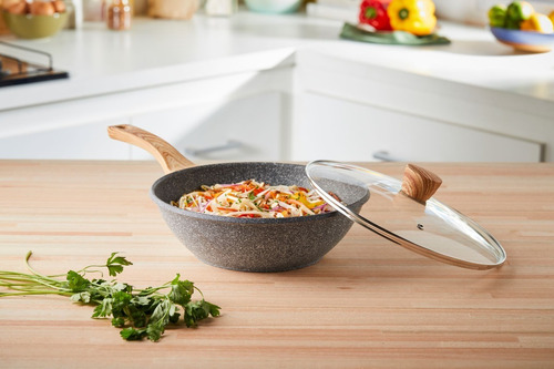 Imagen 4 de 5 de Maestro De Cocina Wok Granito Antiadherente 28cm Con Tapa