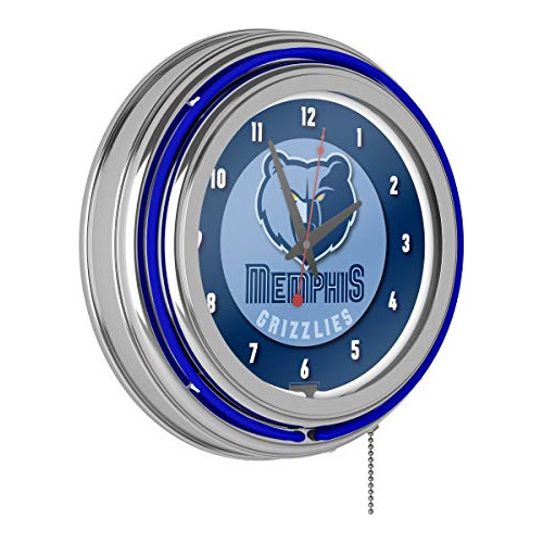 Reloj De Neón Doble Anillo Cromado De Memphis Grizzlie...