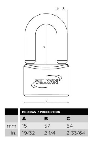 Imagen 8 de 9 de Candados Cisa De Arco Para Motos Vulkan 64 Mm Con 3 Llaves