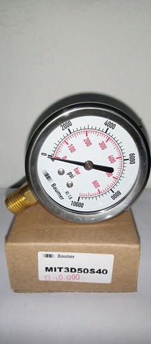 Manómetro 0-10000 Psi Marca Baumer C/ Baja 1/4  Dial 2 1/2  