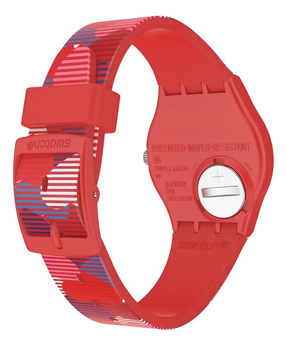 Reloj Swatch Heart Lots Gr182 Color De La Correa Rojo Y Azul