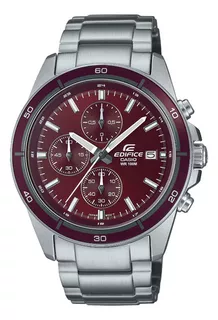 Reloj Casio Edifice Efr-526d-5cv Para Hombre Color De La Correa Plateado Color Del Bisel Plateado Color Del Fondo Rojo