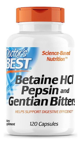 Doctor's Best Betaína Hcl Pepsina Y Genciana 120 Caps