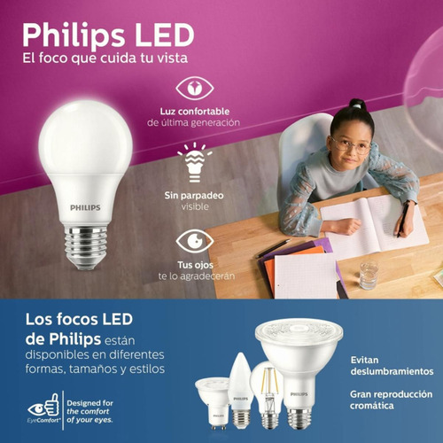 Philips Led Foco A19 Luz Cálida Sensor De Luz Natural