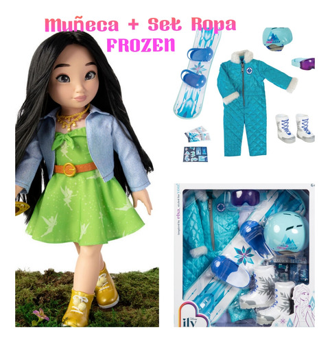Combo Disney Muñeca 42 Cm Campanita Y Set De Lujo Frozen