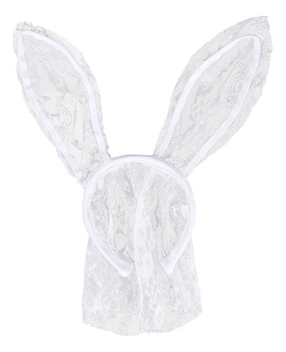 Disfraz Blanco Con Orejas De Conejo, Diadema Y Velo Facial