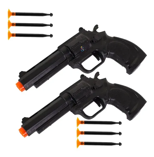 2 Arma De Brinquedo Revolver Pistola Lança Dardos Rambo