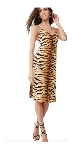 Forever 21 Vestido Midi Animal Print Tigre Env o gratis