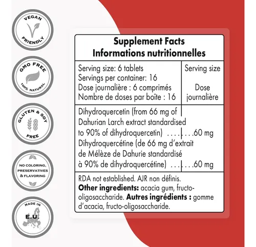 Supersmart - Taxifolina Dihidroquercetina 60 Mg Por Día (90% Suplemento Dhq) - Extracto De Alerce Dahuriano Siberiano R