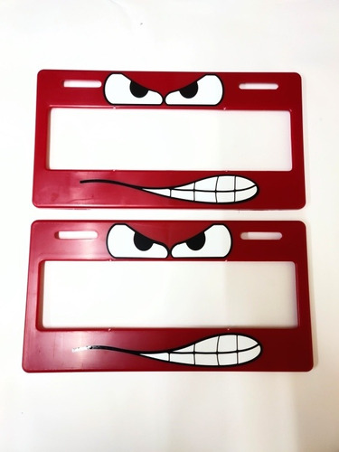 Par Porta Placas Autos Camioneta Jass Rayo Mcqueen Rojo