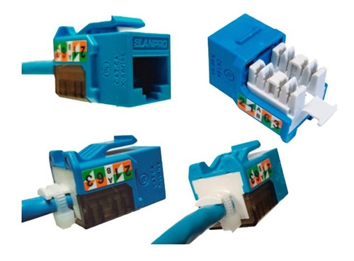 Jack Rj45 Keystone Cat 6a 10 Gb Certificado Sin Blindar X 4