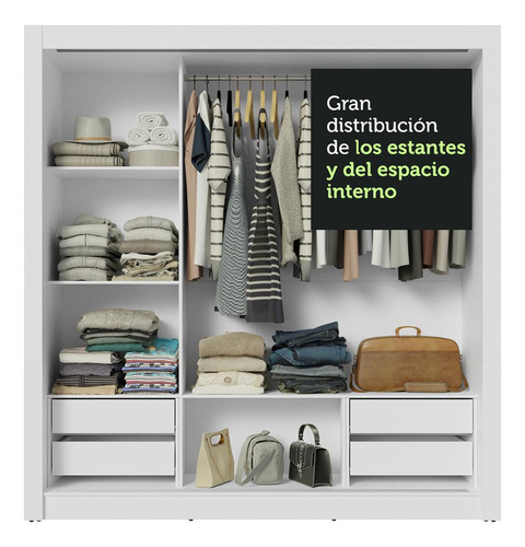 Ropero Closet Madesa 3 Puertas 1 Espejo Bg 02 Color Blanco/Gris