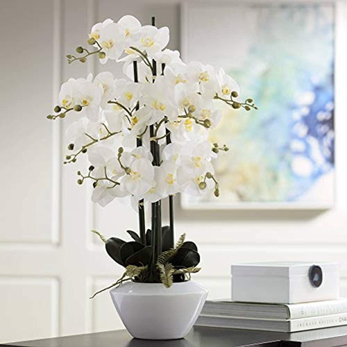 Dahlia Studios White Phalaenopsis Orchid 29  High Faux Flora