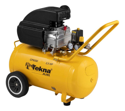 Compressor De Ar 50 Litros 2,5 Hp 8,5 Pés Cp8550 Tekna + Kit Cor Amarelo Frequência 60 Hz 127v