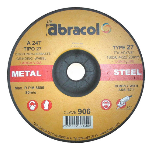 Disco Abracol P/m 7 X 1/4 (dt27 180x6,4x22,23mm) (906)