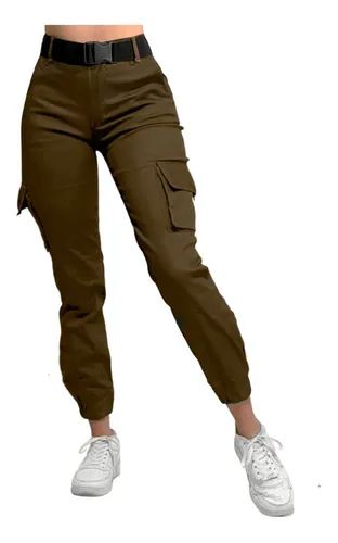 Jogger Cargo Mujer Stretch Con Cinturón