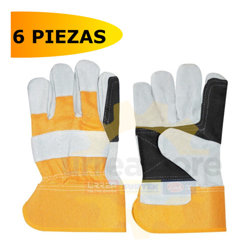 Surtek 137389 Pack 6 Guantes De Carnaza Y Loneta Reforzados 