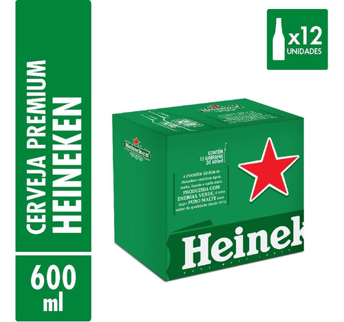 Cerveja Heineken Garrafa 600ml Com 12 Unidades