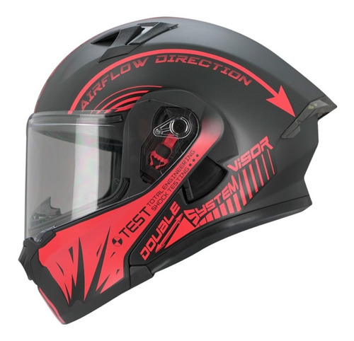 Imagen 3 de 5 de Casco Roda Rush Graficos Abatible Certificado Dot C/ Gafas