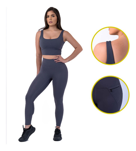 Conjunto Deportivo Para Mujer Leggins Levanta Gluteos Bra 