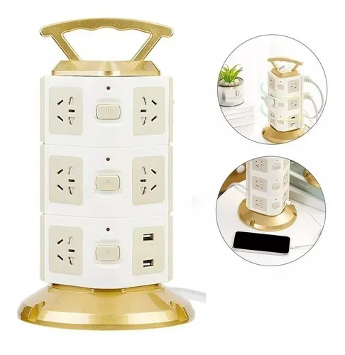Torre Multitoma Corriente 3 Niveles 3 Usb X 12 Tomas 2500w