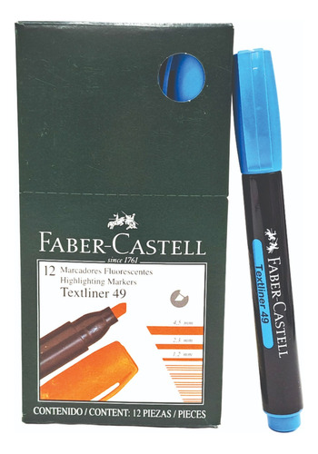 Resaltador Faber Castell Celeste Fluo 49 Por 12 Unidades